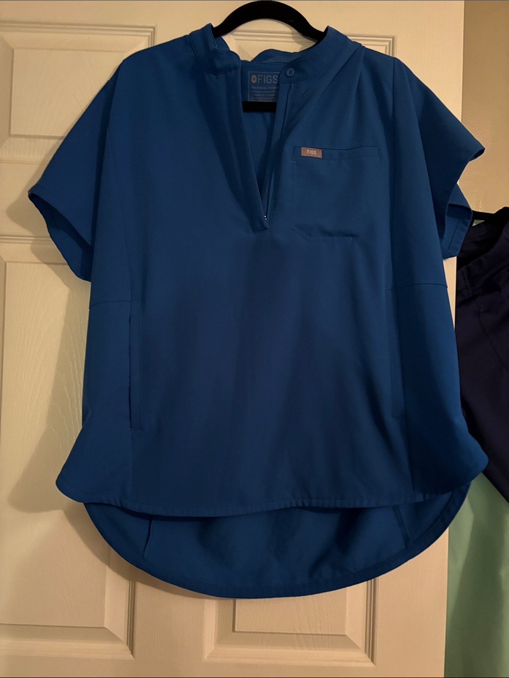 FIGS Women's Royal Blue Split-Neck Scrub top